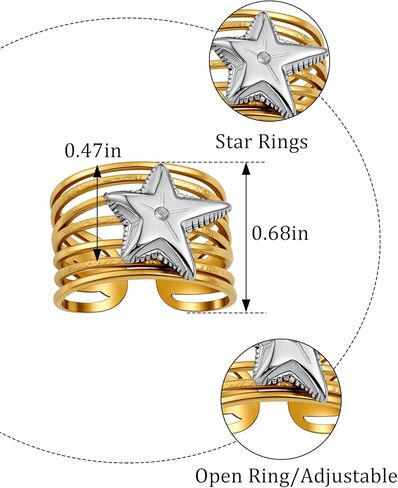بيان الفرقة المعدنية المطروقة ذات اللونين المختلطين من الفضة والذهب خواتم قابلة للتعديل للنساء in Kuwait