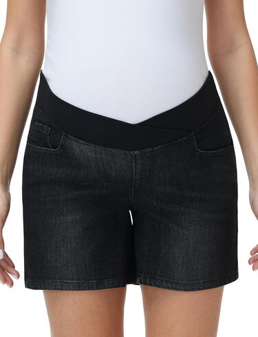 Foucome Women's Maternity Jean Shorts Under the Belly | Trendy Stretchy Denim Shorts, Loose Fit Pregnancy Shorts, Summer Casual Jorts in Saudi Arabia