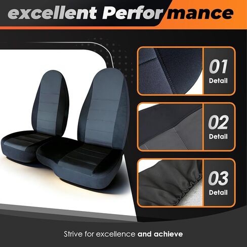 2PCS Seat Covers 60/40 Cotton blk-Charcoal Driver Passenger Side Compatible with Ranger 1998 1999 2000 2001 2002 2003 in Saudi Arabia