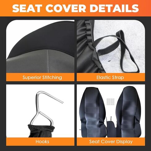 2PCS Seat Covers 60/40 Cotton blk-Charcoal Driver Passenger Side Compatible with Ranger 1998 1999 2000 2001 2002 2003 in Saudi Arabia