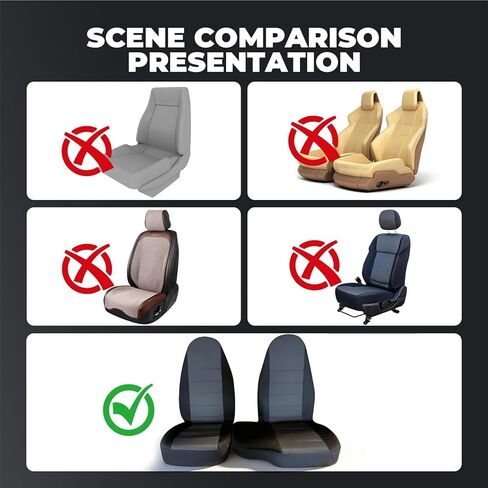 2PCS Seat Covers 60/40 Cotton blk-Charcoal Driver Passenger Side Compatible with Ranger 1998 1999 2000 2001 2002 2003 in Saudi Arabia