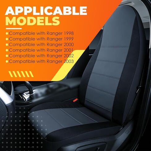 2PCS Seat Covers 60/40 Cotton blk-Charcoal Driver Passenger Side Compatible with Ranger 1998 1999 2000 2001 2002 2003 in Saudi Arabia