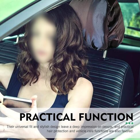 2PCS Car Headrest Cover, Ice Silk Breathable Comfortable Headrest Cover, Drawstring Adjustable Vehicle Seat Protector, Universal for Most Cars (Black) in Kuwait