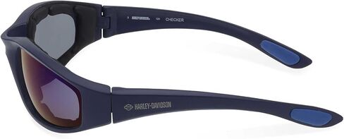Harley-Davidson Men's Checker Square Sunglasses, Matte Blue Plastic Frames in Saudi Arabia