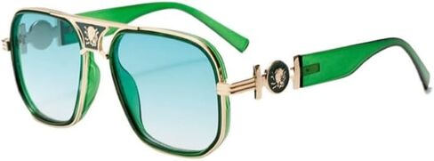 Sculpted Aviator Sunglasses - UV400 Protection Metal Frame Green Lenses for Men Women in Saudi Arabia