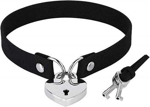 Padlock Choker Collar Necklace Lover Heart Padlock Charms Leather Choker Necklaces Punk Gothic Lock Key Lolita Collar Openable Heart Lock Key Necklaces Goth Jewelry Valentines Couple Gifts in Saudi Arabia