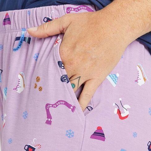 Life is Good Women's Cozy Winter Pattern Lightweight Sleep Pants, Violet Purple, Extra Small in Saudi Arabia