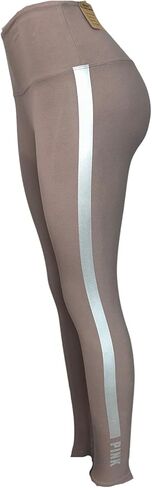 Victoria's Secret Pink Active High Waist Full Length Cotton Legging Color Iced Coffee Foil Stripe New in Saudi Arabia