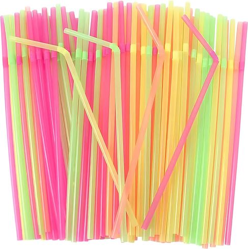Blue Sky Flexible Plastic Straws - 175 Pack Vibrant Assorted Colors | Bendable, Stylish Drinking Straws for Every Occasion in Kuwait