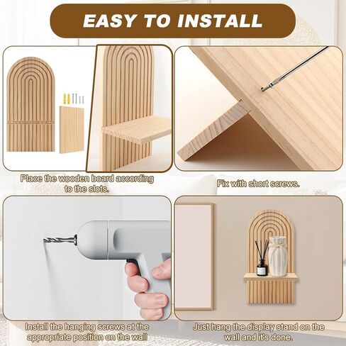 مجموعتان من أرفف الحائط الخشبية المقوسة، أرفف عائمة مقوسة خشبية من بوهو رف حائط بوهو عتيق، أرفف عرض قوس قزح للمنزل وغرفة النوم وغرفة المعيشة ومكتب الحضانة (بني، الحجم: 35 * 1 * 18 سم) in Kuwait
