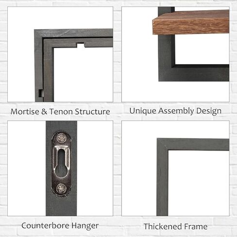 أرفف عائمة للجدار، 4 قطع أرفف تخزين مزخرفة على شكل رف عائم ريفي مع إطار، أرفف عائمة معلقة على الحائط لغرفة المعيشة، تخزين المطبخ in Kuwait
