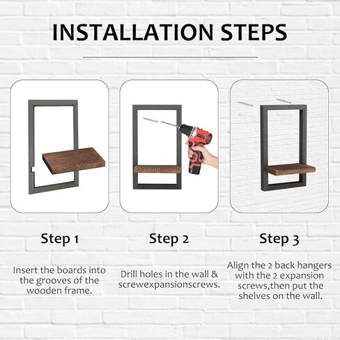 أرفف عائمة للجدار، 4 قطع أرفف تخزين مزخرفة على شكل رف عائم ريفي مع إطار، أرفف عائمة معلقة على الحائط لغرفة المعيشة، تخزين المطبخ in Kuwait