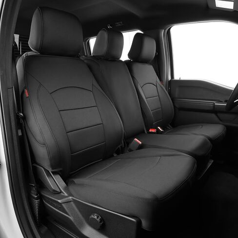 EKR F150 Seat Covers Custom Fit for 2011-2014 Ford F150 (SuperCrew) XL,XLT,STX,FX2,FX4,Lariat,SVT Raptor,Heavy Duty Waterproof Protection for Work Trucks,Full Set,Faux Leather(Black) in Saudi Arabia