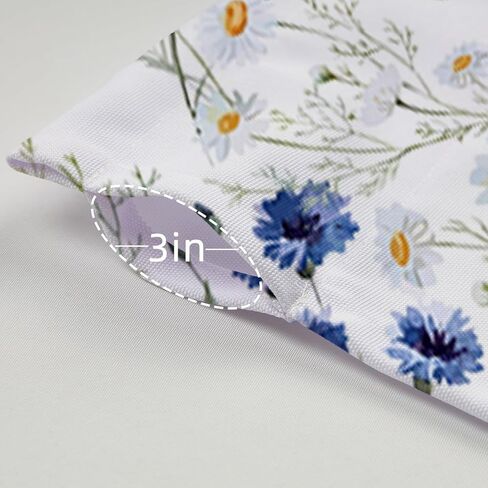 Floral Valances for Kitchen, Blue White Watercolor Flowers Small Window Curtain Valance 52x18 inches for Living Room Bedroom Bathroom Botanical Plants Fabric Window Treatments 1Panel in Saudi Arabia