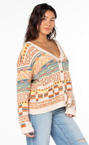 Roxy Womens Tamarindo Cardigan Sweater, Warm Lightweight Knit Long Sleeve Chic Boho Sweater Top in Saudi Arabia