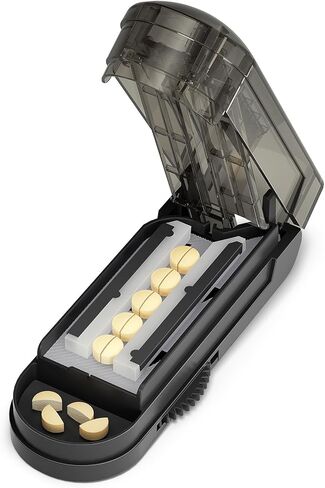 ONE PIX Pill Cutter Cutter 2 Pack، فاصل حبوب منع الحمل مع شفرة حادة، فاصل حبوب منع الحمل للحبوب الصغيرة والصغيرة، قواطع حبوب منع الحمل للحبوب الصغيرة أو الكبيرة الاحترافية للقطع الدقيق - أسود (قطعتان) in Saudi Arabia