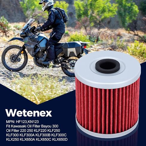Motorcycle Oil Filter Compatible with Kawasaki KLR650 HF123 123 Bayou 300 Oil Filter 220 250 KLF220 KLF250 KLF300 KLF300A KLF300B KLF300C KLX250 KLX650A KLX650C KLX650D in Kuwait