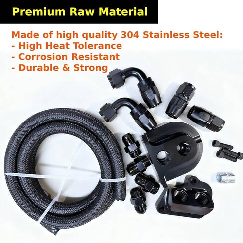Upgrade Billet Oil Filter Relocation Kit 10AN Fittings for 2011-2023 Ford Mustang GT350 GT500 F150 5.0/5.2 V8 Coyote Engines in Kuwait