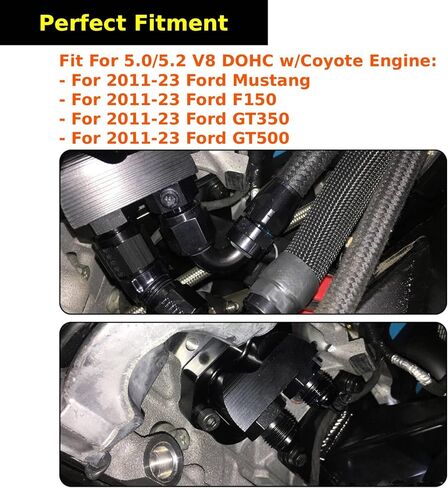 Upgrade Billet Oil Filter Relocation Kit 10AN Fittings for 2011-2023 Ford Mustang GT350 GT500 F150 5.0/5.2 V8 Coyote Engines in Kuwait