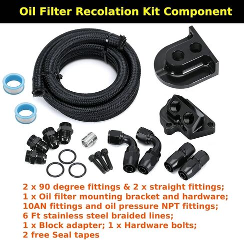 Upgrade Billet Oil Filter Relocation Kit 10AN Fittings for 2011-2023 Ford Mustang GT350 GT500 F150 5.0/5.2 V8 Coyote Engines in Kuwait