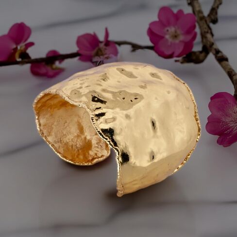 سوار مزود بطبقة من الذهب المنصهر، مجعد بحواف منصهرة، سوار عريض مجعد بحواف مدببة، سوار مجعد، طبقة خارجية من الذهب شديد اللمعان in Kuwait