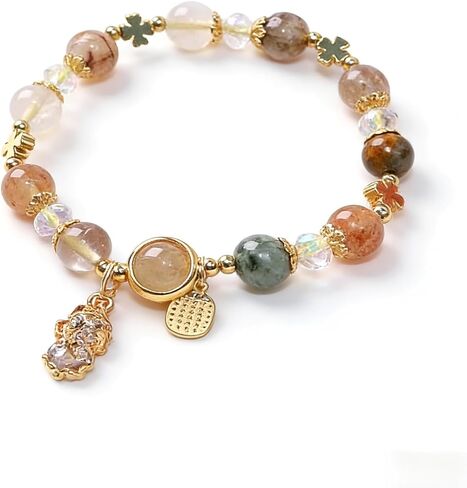 Natural Citrine Pixiu Bracelet for Wealth and Good Fortune, Feng Shui Lucky Charm Bracelet with Fu Pendant in Saudi Arabia