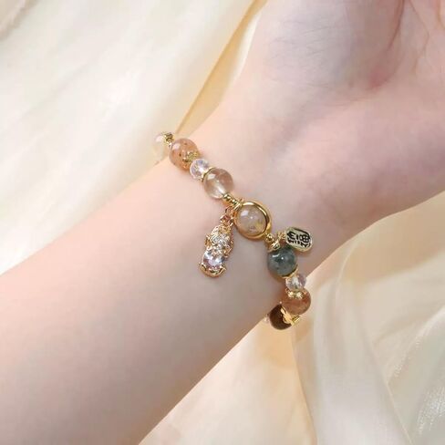 Natural Citrine Pixiu Bracelet for Wealth and Good Fortune, Feng Shui Lucky Charm Bracelet with Fu Pendant in Saudi Arabia