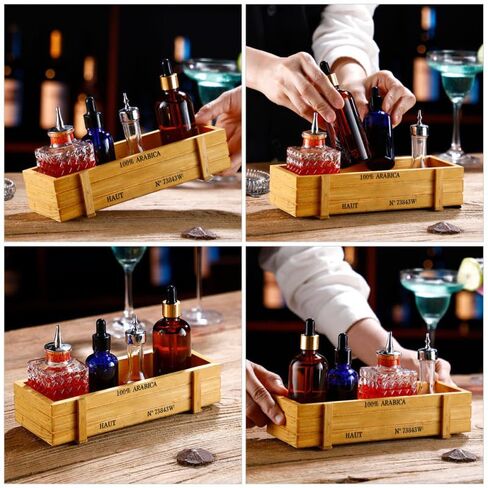 PRETYZOOM Rustic Wooden Bar Wine Tool Organizer Box 8.66X3.54X1.96 Inches Handmade Storage Case for Cocktail Utensils and Bitters Bottles in Saudi Arabia