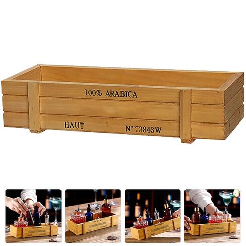 PRETYZOOM Rustic Wooden Bar Wine Tool Organizer Box 8.66X3.54X1.96 Inches Handmade Storage Case for Cocktail Utensils and Bitters Bottles in Saudi Arabia