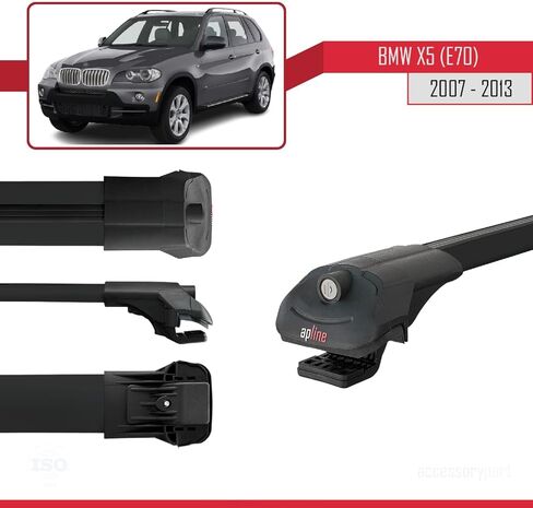 Compatible with BMW X5 (E70) 2007-2013 ACE-1 Car Roof Rack Cross Bar Black Aluminium 2 Bars in Saudi Arabia