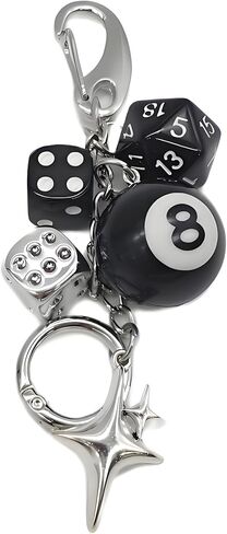 8 كرات النرد سحر سلسلة المفاتيح لطيف حقيبة محفظة حقيبة يد الملحقات المفاتيح سحر المحفظة لحقائب الظهر - الملحقات الجمالية الأنيقة - سلاسل المفاتيح لطيف للنساء - سلسلة المفاتيح 8ball - اتجاه Y2K in Kuwait
