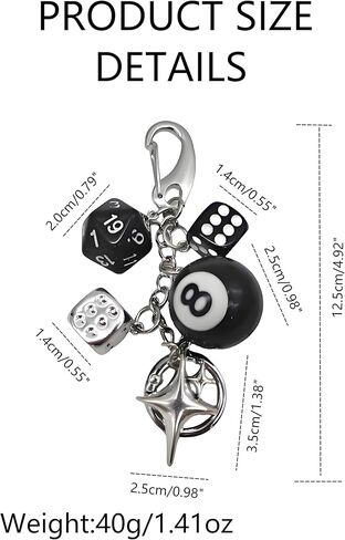8 كرات النرد سحر سلسلة المفاتيح لطيف حقيبة محفظة حقيبة يد الملحقات المفاتيح سحر المحفظة لحقائب الظهر - الملحقات الجمالية الأنيقة - سلاسل المفاتيح لطيف للنساء - سلسلة المفاتيح 8ball - اتجاه Y2K in Kuwait