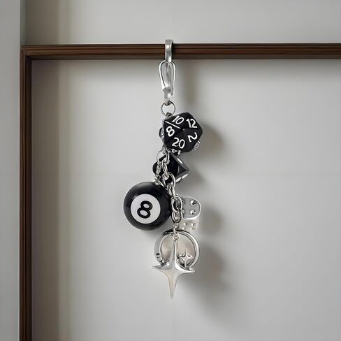 8 كرات النرد سحر سلسلة المفاتيح لطيف حقيبة محفظة حقيبة يد الملحقات المفاتيح سحر المحفظة لحقائب الظهر - الملحقات الجمالية الأنيقة - سلاسل المفاتيح لطيف للنساء - سلسلة المفاتيح 8ball - اتجاه Y2K in Kuwait