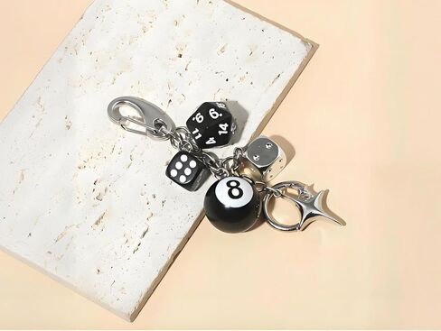 8 كرات النرد سحر سلسلة المفاتيح لطيف حقيبة محفظة حقيبة يد الملحقات المفاتيح سحر المحفظة لحقائب الظهر - الملحقات الجمالية الأنيقة - سلاسل المفاتيح لطيف للنساء - سلسلة المفاتيح 8ball - اتجاه Y2K in Kuwait