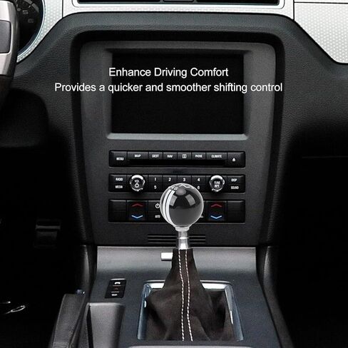 مقبض تحول طراز AMAKO Shelby GT500، مع 3 محولات، قبضة مريحة لرافعة تحويل 6 سرعات، مقبض كروي دائري، متوافق مع المركبات المختلفة بما في ذلك Ford Mustang 1967 إلى 2018 (أسود وأبيض) in Kuwait