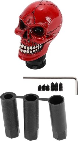 8.7cm Skull Shift Knob Universal Gear Shifter Knob Resin Stick Shifter Lever Knob for Automatic and Manual Vehicle with 3 Adapter Red 1 Set in Saudi Arabia