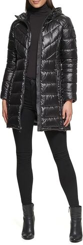 Kenneth Cole New York womens Short Hooded Zip Puffer Quilted Jacket, Purple, Small US in Kuwait