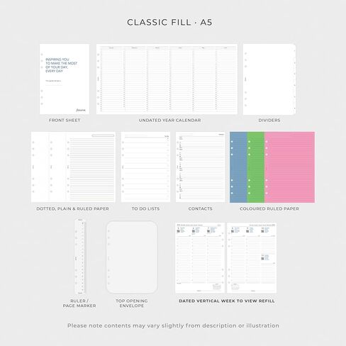 Filofax The Original Organizer, A5 Size, Stone - Leather, Six Rings, Week-to-View Insert, Multilingual (C026067) in Saudi Arabia