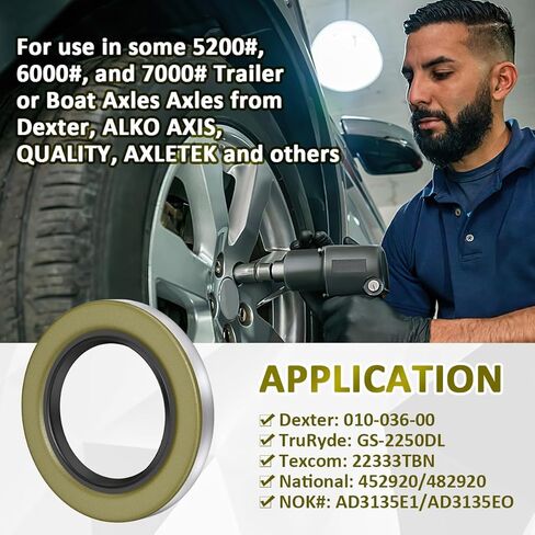 4 Pcs 010-036-00 Double Lip Seals 2.250'' * 3.371'' for Dexter Texcom Axle Replaces 01003600 10-36 22333TB Trailer Hub Wheel Grease Seal 5200-7000lb Trailer Axles D42 in Kuwait