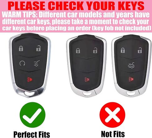 Key Fob Cover with Diamond Keychain Compatible with Cadillac Car Key Holder Case Compatible with Cadillac Escalade ATS CTS STS SRX XT5 CT6 Smart Remote Key Protector, 5 Buttons (Black-Heart) in Saudi Arabia