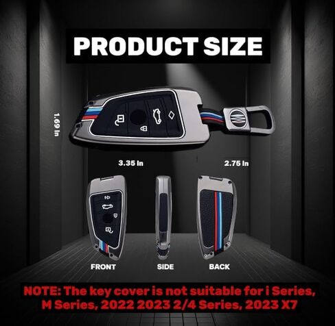 YAREY Key Fob Case Cover for BMW 3 5 6 7 Series X1 X3 X4 X5 X6 X7, Smart Key Full Protection Shell Case, Blade Shape, Gunmetal in Saudi Arabia