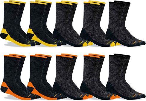 Men’s Heavy Cushion Work Crew Socks – Moisture Wicking, Reinforced Heel & Toe, Boot Socks (10-Pack, Size 10–13) in Saudi Arabia