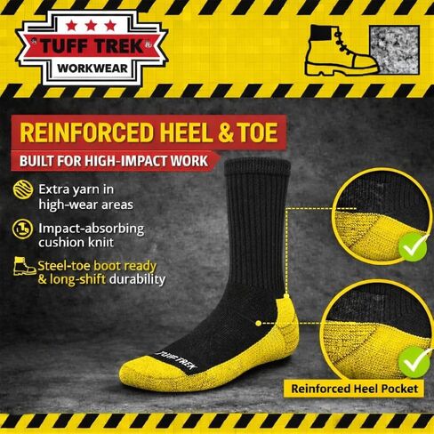 Men’s Heavy Cushion Work Crew Socks – Moisture Wicking, Reinforced Heel & Toe, Boot Socks (10-Pack, Size 10–13) in Saudi Arabia