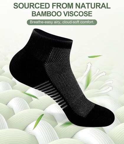 Ankle Socks for Men, Bamboo Socks Running Athletic Cushioned Moisture Wicking Low Cut Reinforced, 8 Pairs in Saudi Arabia