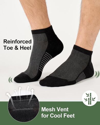 Ankle Socks for Men, Bamboo Socks Running Athletic Cushioned Moisture Wicking Low Cut Reinforced, 8 Pairs in Saudi Arabia