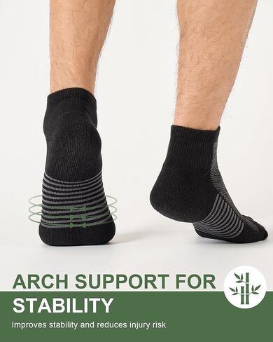 Ankle Socks for Men, Bamboo Socks Running Athletic Cushioned Moisture Wicking Low Cut Reinforced, 8 Pairs in Saudi Arabia