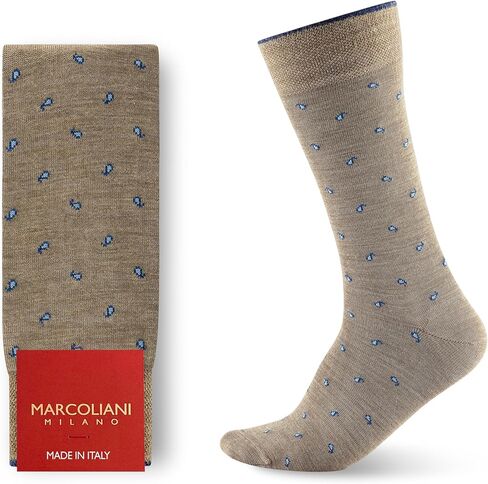 Marcoliani Milano Mens Dress Socks - Tiny Paisley Elegance | Essence of Merino Wool in Kuwait