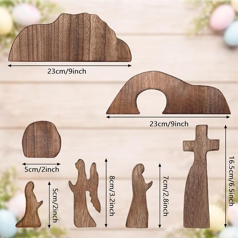 Religious Easter Decoration for Home, Wooden Christian Easter Decor for Table Mantel Home Decor Easter Resurrection Scene Set Cross Empty Tomb Easter Decoration Gift (Easter) in Saudi Arabia