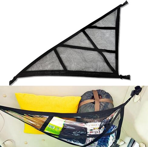 Car Ceiling Cargo Net Pocket Strengthened Load-Bearing DesignDouble-Layer Mesh Organizer for SUVs, Road Trips, and Car Camping Essentials (Black, 35.4" x23.6) in Saudi Arabia