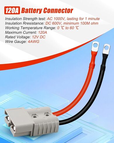 12V DC 120A Battery Connector 0.98 FT for All Kinds of Electric Vehicles Recreational Vehicles Trucks and Ships, DC 600V 4AWG Battery Plug in Saudi Arabia